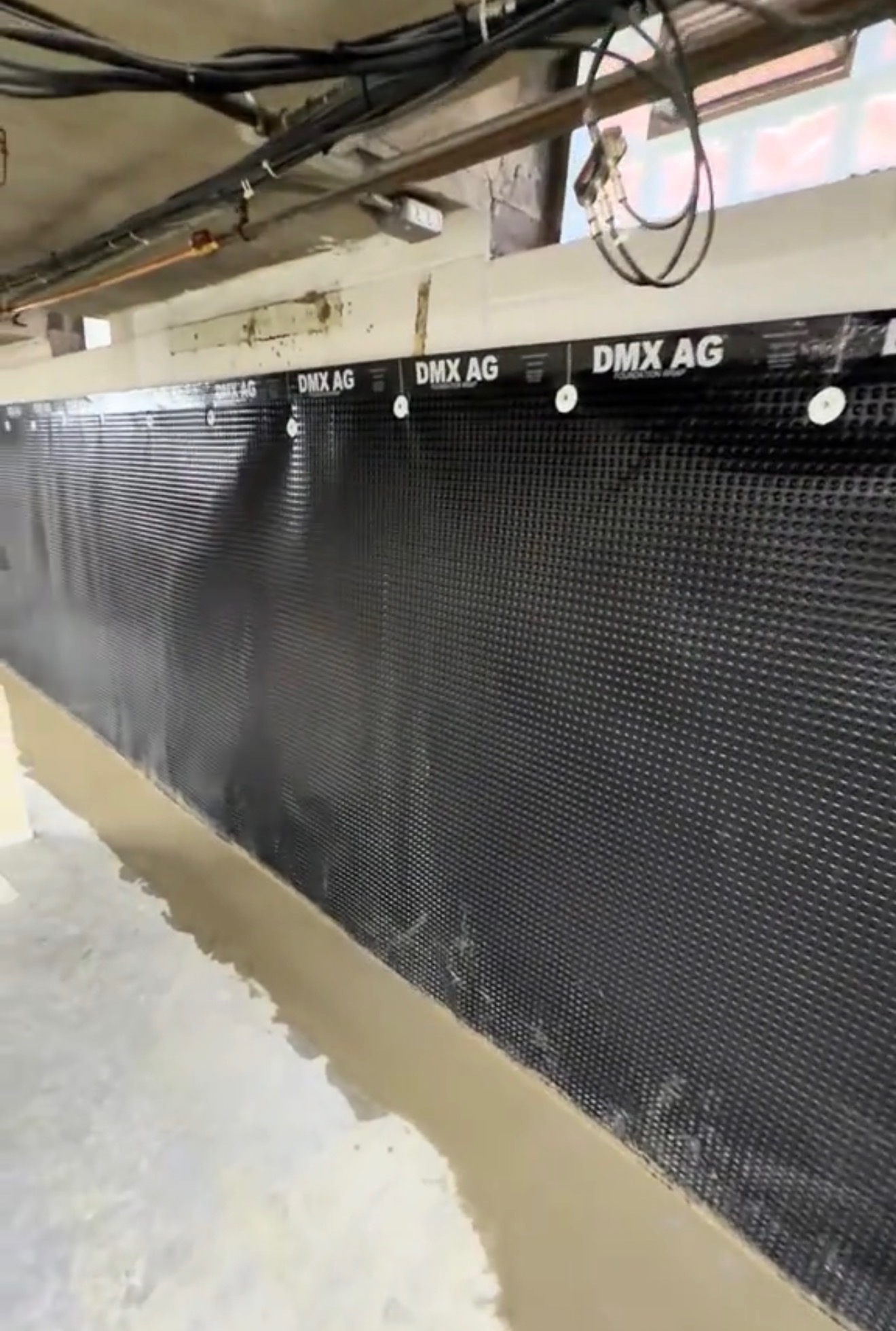 Completed interior waterproofing